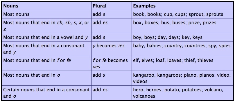 noun sentence examples plural nouns